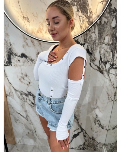 Basic prążkowany z rękawkami By o la la...! biały