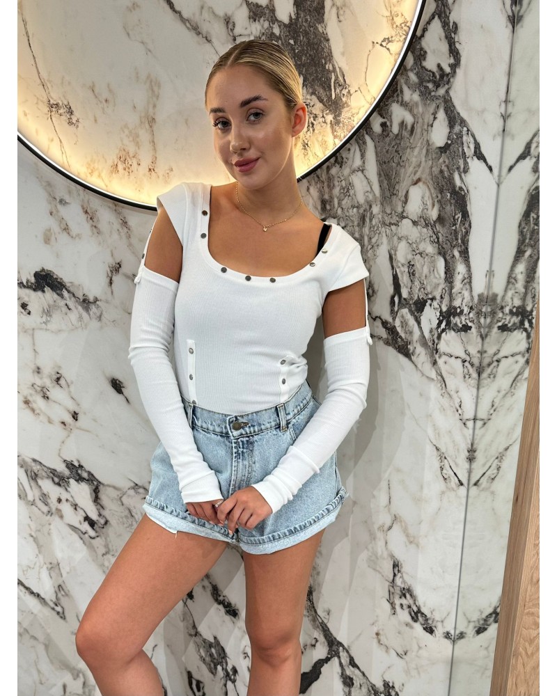 Basic prążkowany z rękawkami By o la la...! śmietana