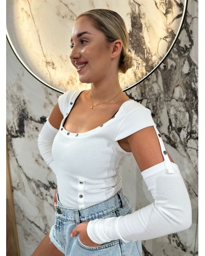 Basic prążkowany z rękawkami By o la la...! śmietana