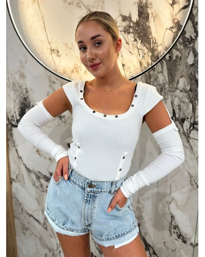 Basic prążkowany z rękawkami By o la la...! śmietana