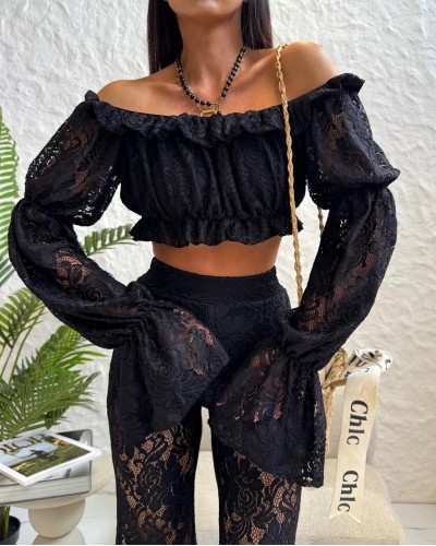 Krótka koronkowa hiszpanka La Milla czarna