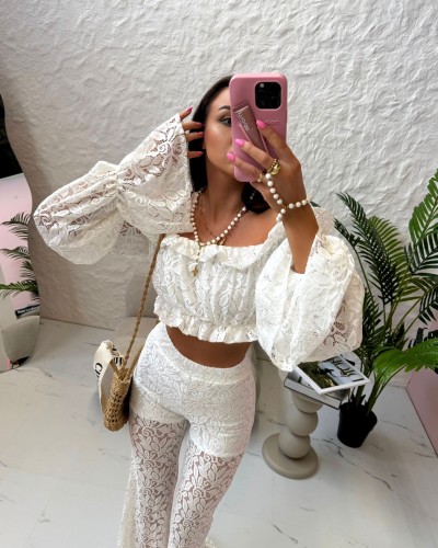 Krótka koronkowa hiszpanka La Milla biała