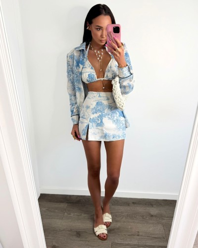 Koszula lniana w stylu Dior La Milla błękitna