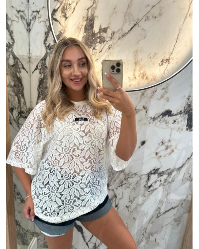 T-shirt koronkowy La Milla biały