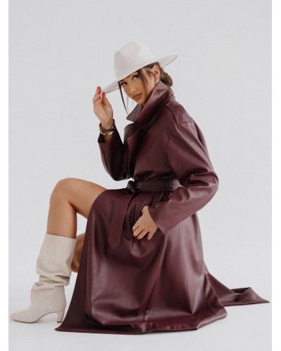 Płaszcz z ekoskóry By o la la...! merlot