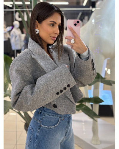 Marynarka krótka flauszowa EMO szara ciemna