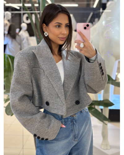 Marynarka krótka flauszowa EMO szara ciemna