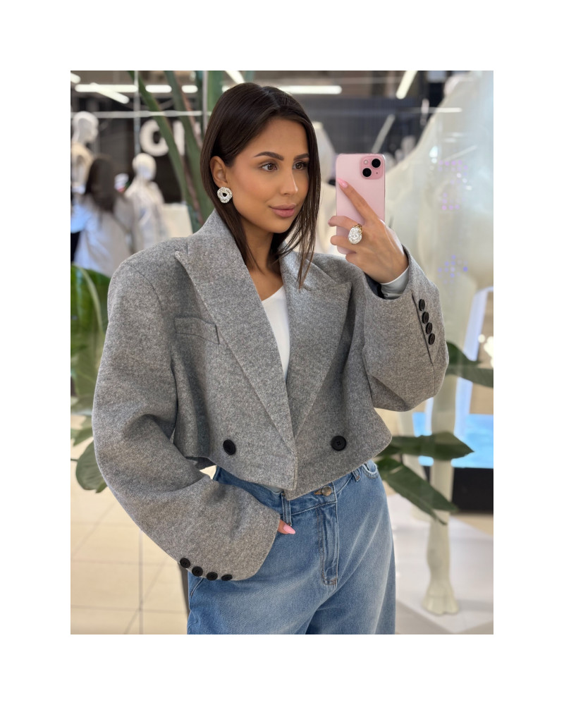 Marynarka krótka flauszowa EMO szara ciemna