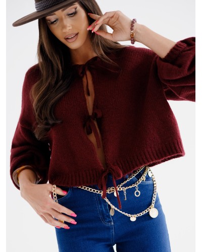 Kardigan z kokardkami By o la la...! merlot