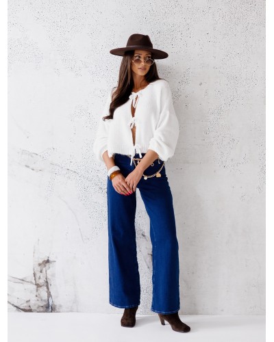 Kardigan z kokardkami By o la la...! śmietanowy