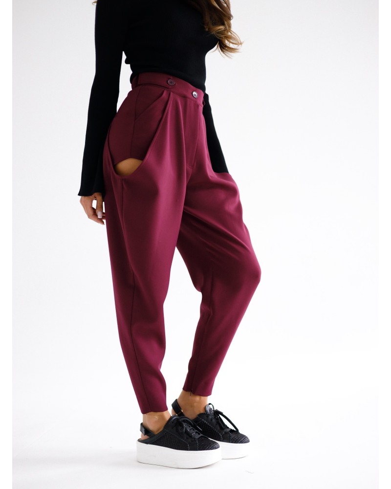 Spodnie z wycięciami By o la la...! merlot