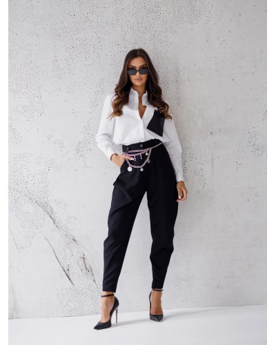 Koszula z łatkami By o la la...! biała z czarnym