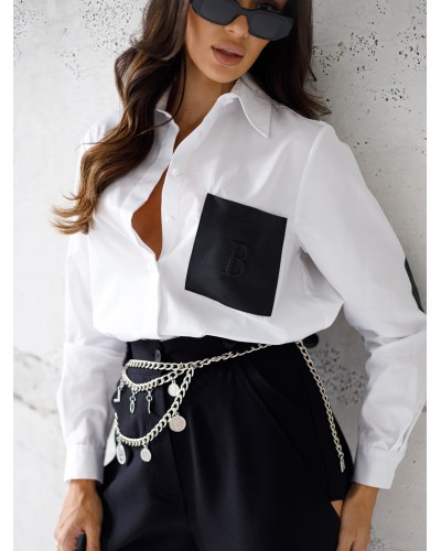 Koszula z łatkami By o la la...! biała z czarnym