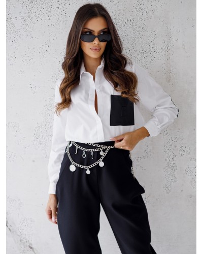 Koszula z łatkami By o la la...! biała z czarnym