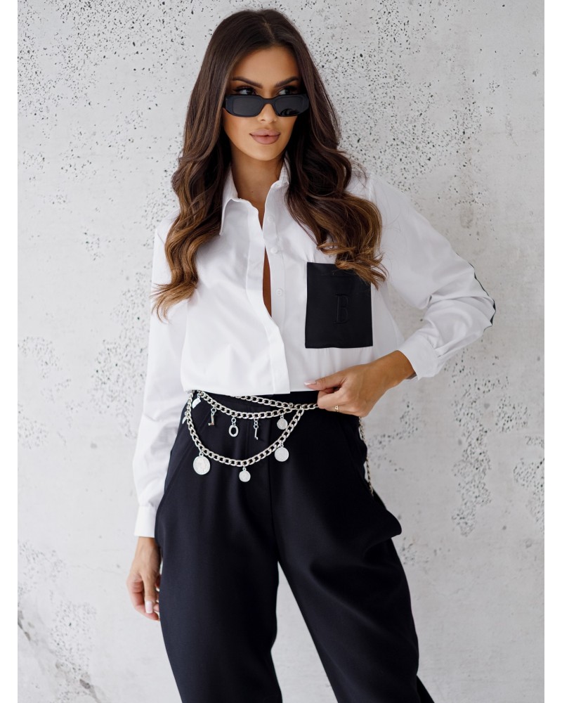 Koszula z łatkami By o la la...! biała z czarnym
