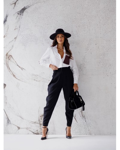 Koszula z łatkami By o la la...! biała z czarnym