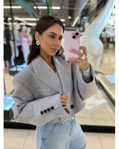 Marynarka krótka flauszowa EMO szara jasna