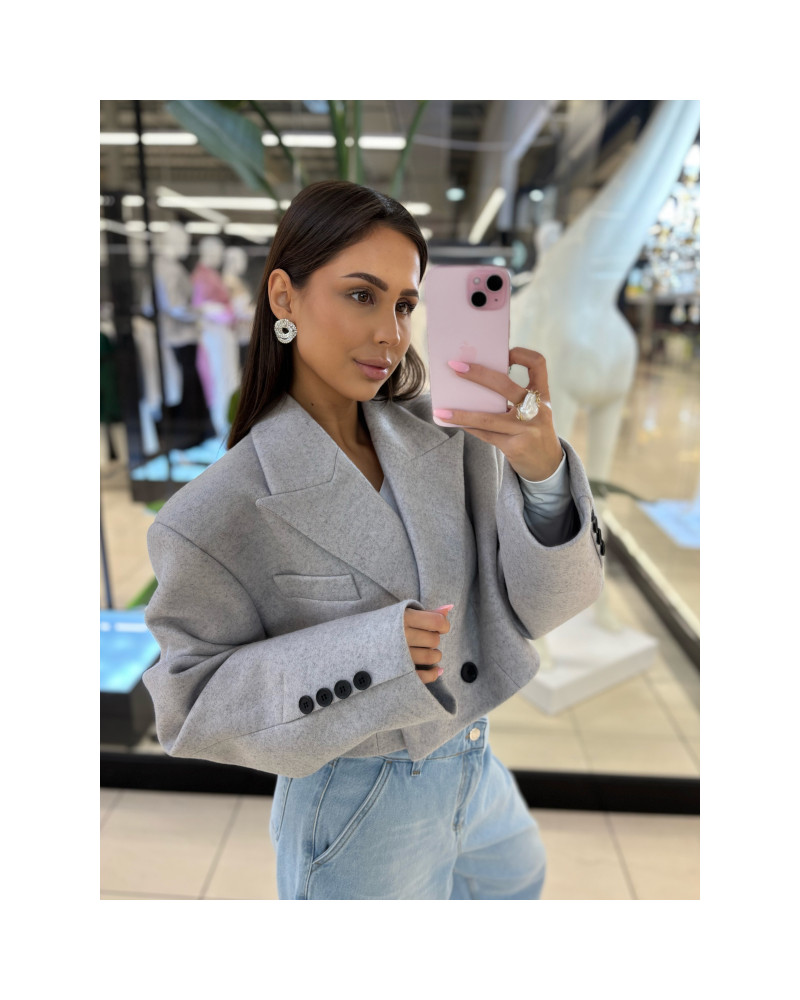 Marynarka krótka flauszowa EMO szara jasna