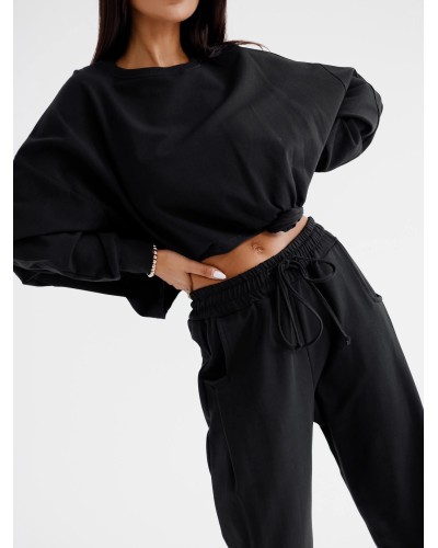 Bluza asymetryczna z różą By o la la...! czarna