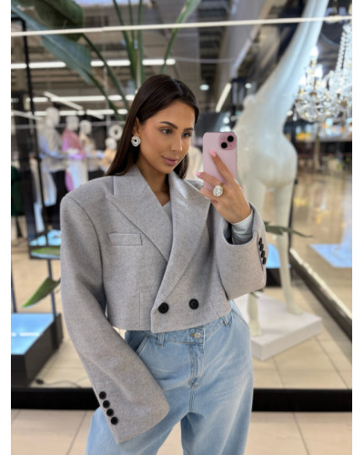 Marynarka krótka flauszowa EMO szara jasna