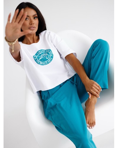 Spodnie dresowe troczki By o la la...! petrol