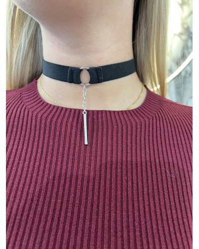 Choker gumowy z zawieszką By o la la...! czarny