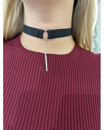 Choker gumowy z zawieszką By o la la...! czarny