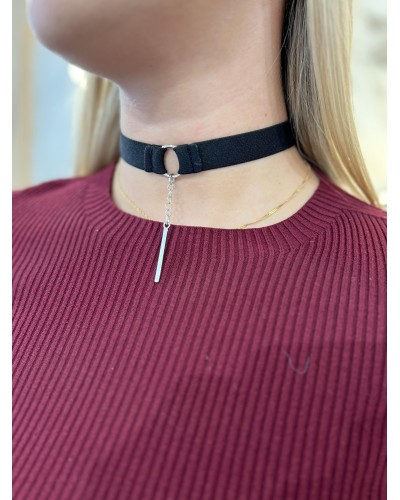 Choker gumowy z zawieszką By o la la...! czarny