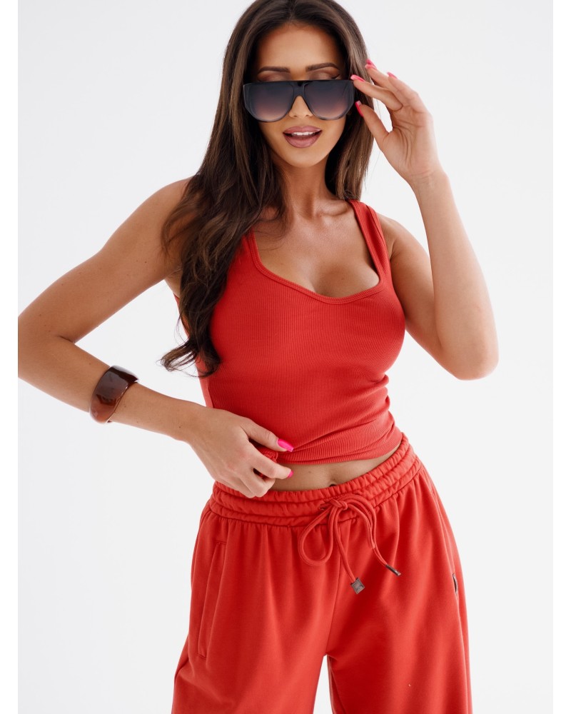 Bokserka w szpic By o la la...! terracotta